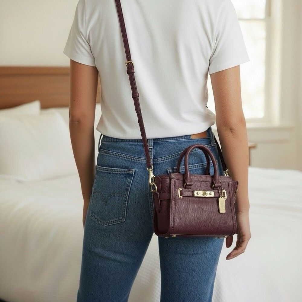 COACH Swagger Carryall 20 Nubuck Pebble Leather  Oxblood Color Gold Hardware NWT